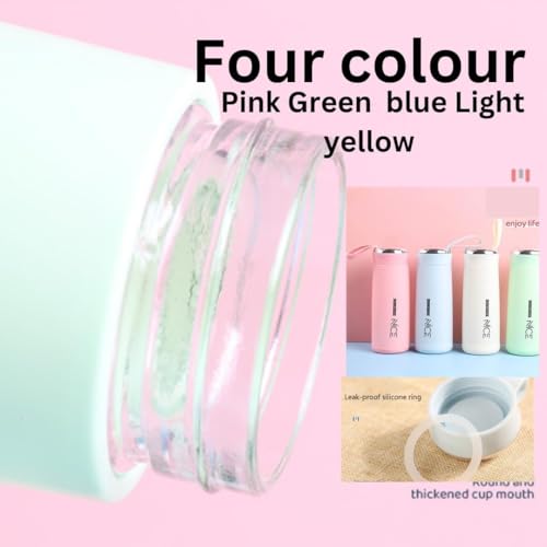 Glass Water Bottle BPA Free Bottle Glass Inner Liner with Plastic Shell Bottles for School,Gym,Home,Office. Multicolor 400Ml 1Pcs