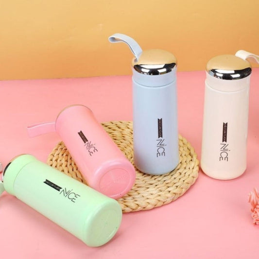 Glass Water Bottle BPA Free Bottle Glass Inner Liner with Plastic Shell Bottles for School,Gym,Home,Office. Multicolor 400Ml 1Pcs