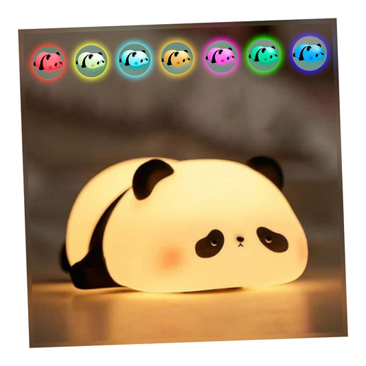 Panda Soft Toy Night Lamp Sleeping Panda Touch Light Night Lamp Silicone Rechargeable LED Gifts for Kids Sister Boys,