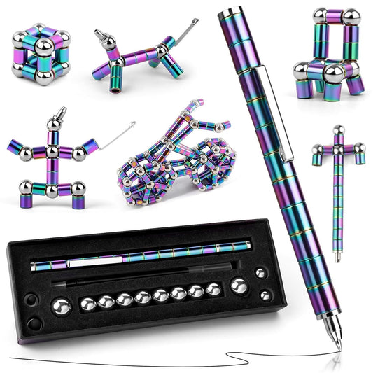 Toys Pen | Rainbow Color Magnetic Decompression Magnetic Metal Pen | Multifunction Writing Magnet Ballpoint Pen | Fidget Cool Gadgets Toys Gifts for Kids, Boy, Girls.