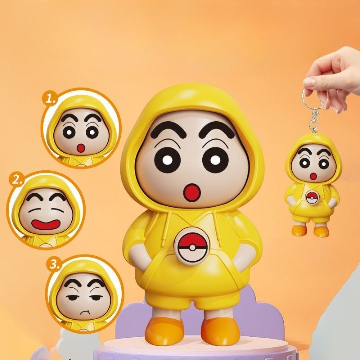Shinchan Face Rotating Keychain Key Chain,Face Changing Key Holder Key Chain