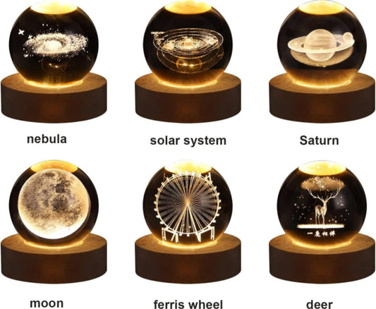 3D Solar System Crystal Ball Lamp – Cosmic Decor for Dreamers